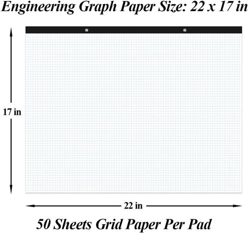 Large Engineering Graph Paper - 22" x 17" Grid Paper, 50 Sheets/100 Pages, 4"x4" Blue Grid Paper Pad Giant Drafting Pad Sketching Graph Paper for Engineer Architect Designer Mathematician Draftsman in Saudi Arabia