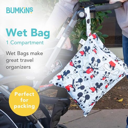 Bumkins Disney Ritproof Watrack Bag for Baby و Travel و Swim Suit و Clits Diapers و Pump Parts و Pool و Gym و Romith و Strap to Stroller و Daycare و Zipper Resulable Bag و Backing Backing و Friends Blue Blue in Kuwait