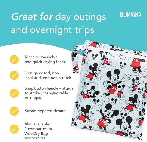 Bumkins Disney Ritproof Watrack Bag for Baby و Travel و Swim Suit و Clits Diapers و Pump Parts و Pool و Gym و Romith و Strap to Stroller و Daycare و Zipper Resulable Bag و Backing Backing و Friends Blue Blue in Kuwait