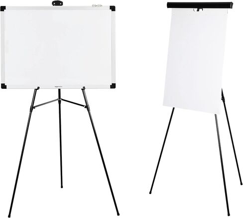 Amazon Basics High Boardroom Aluminum Flipchart Whiteboard and Display Easel Stand with Adjustable Height Telescope Tripod, 35 x 2 x 28 Inches, Black in Saudi Arabia
