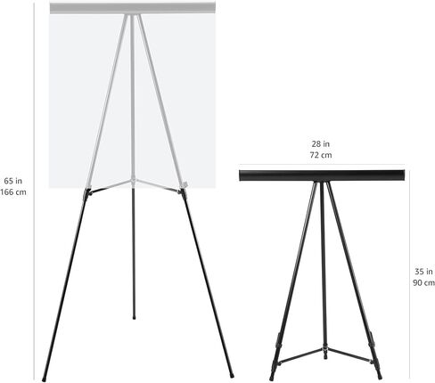Amazon Basics High Boardroom Aluminum Flipchart Whiteboard and Display Easel Stand with Adjustable Height Telescope Tripod, 35 x 2 x 28 Inches, Black in Saudi Arabia