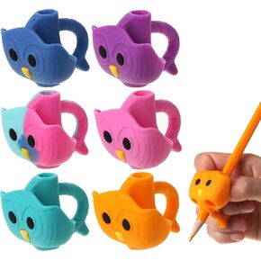 Mr. Pen Owl Pencil Grips, 6 pcs, Silicone Gel, Cute, Fits Pencils, Pens, Crayons