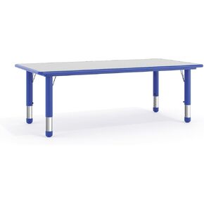 Flash Furniture Wren Adjustable Classroom Activity Table for School and Home, Plastic Activity Table for Kids, 23.625" W x 47.25" L, Gray/Blue