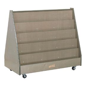 ECR4Kids Double-Sided Mobile Book Display, Classroom Bookshelf, White Wash