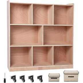 5-Section Classroom Coat Locker with Cubbies, Smooth Glazed Surface Cubby for Classroom, 10 Cubbies, 5 Hooks, 2 Storage Boxes, Ideal for Home, Daycare, School, Kindergarten