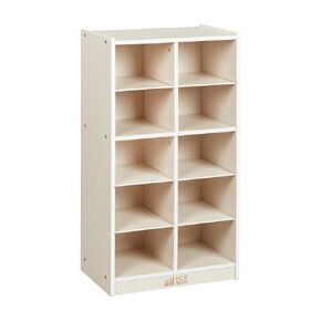 ECR4Kids 10 Cubby Mobile Tray Storage Cabinet, 5x2, Classroom Furniture, Natural