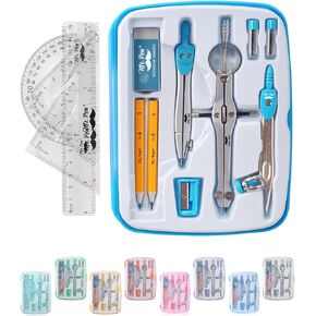 Mr. Pen- Geometry Set, 13 pcs, Compass for Geometry Compass, Geometry Kit Set with Shatterproof Storage Box, Math Compass, Geometry Set for School, Compass Math, Protractor and Compass Set