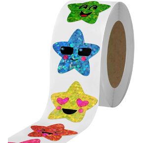 700pcs ملصقات Smiley Face Star Fairs For Kids ، 1inch 8 ملصقات نجم رقائق براقة ملونة لمخطط الطلاب ومدرسة مدرس مدرس.