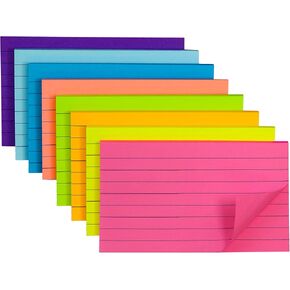 (8 Pads) Lined Sticky Notes 4x6 in Post, 8 Colors Self Sticky Notes Pad Its, Bright Post Stickies Colorful Big Rectangular Sticky Notes for Office, Home, School, Meeting, 40 Sheets/pad