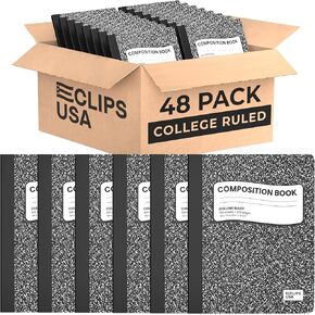 Composition Notebooks, Wide Ruled Composition Notebook, Black Marble Covers Composition Notebook, 100 sheets (48, Wide Ruled Composition)