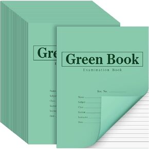 50 Pack Exam Book Test Book, 8.5" x 11", 8 Sheets 16 Pages, Wide Ruled Saddle Stitched Examination Book for School Home Business Office