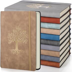 10 Pack Lined Journal Notebook A5 Leather Hardcover Journals for Writing 200 Pages 10 Colors Notepad for Travel Work School Office Business Note Taking Diary 5.7" x 8.3" (Bright Color)