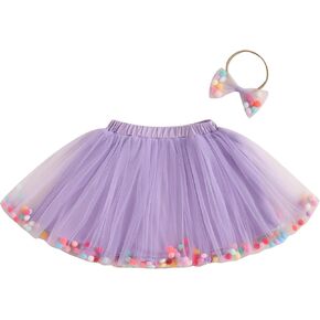 Baby Girl Tutu Skirt with Headband Plush Ball Tulle Dress Princess Ballet Skirts Birthday Cake Smash Outfit 1-5T