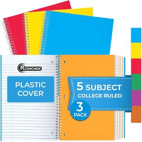 Spiral Notebook, 12 Pack, 1 Subject, College Ruled, 70 Sheets, 8 x 10-1/2", 3 Hole Punched, Bulk College Ruled Spiral Notebook for School, Single Subject Spiral Notebook Bulk, Assorted Colors