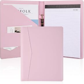 Pacific Mailer Padfolio Portfolio Leather Binder, Interview Legal Document Organizer, Business Card Holder Included Letter Sized Writing Pad [Piano Noir Faux Leather Matte Finish]