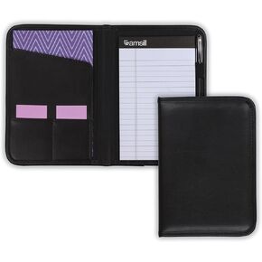 Samsill Professional Padfolio, Faux-Leather Mini Portfolio, with 5 x 8 Writing Pad, Black in Kuwait