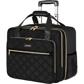 Ytonet Rolling Laptop Bag Women, Rolling Briefcase for Women, 17.3 Inch Laptop Bag with Wheels Rolling Computer Bag Laptop Case for Work Travel College Business Wife Mom Teacher, Black