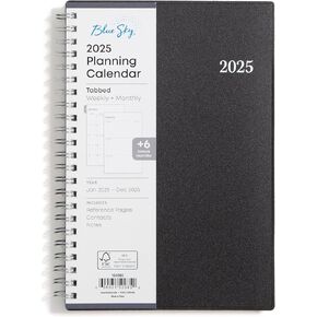 Blue Sky 2025 Weekly and Monthly Planner Calendar, Includes January 2025 - December 2025, 5" x 8", Flexible Cover, Laminated Tabs, Wirebound, Enterprise