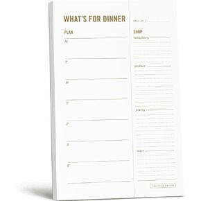 Two Tumbleweeds Meal Planning Notepad - What's for Dinner Weekly Meal Planner and Grocery List Magnet Pad with Tear-Off Shopping List - Family Dinner Menu for Fridge & Meal Prep - 6x9" - 50 Sheets