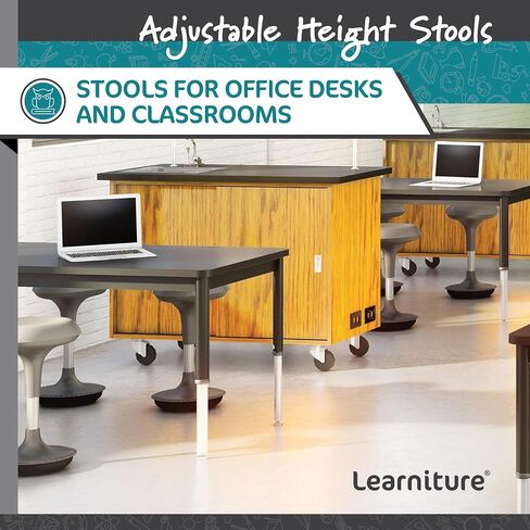 Learniture Adjustable Height Active Learning Stool for Office Desks and Classrooms, Foam-Padded Backless Wobble Stool with Rocking Motion, Black in Saudi Arabia