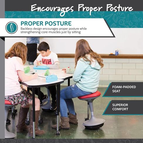 Learniture Adjustable Height Active Learning Stool for Office Desks and Classrooms, Foam-Padded Backless Wobble Stool with Rocking Motion, Black in Saudi Arabia
