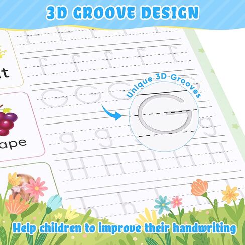 Magical Handwriting Workbooks Handwriting Practice Copybook, Handwriting Aid Magic Pen Reusable Copybook Grooves Template Design for Children Books Suitable for Children's Learning (5) in Kuwait