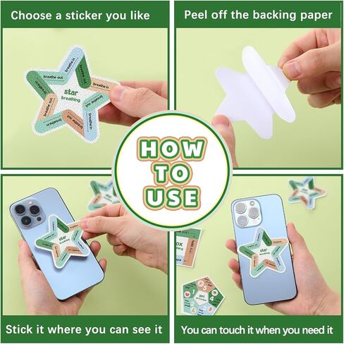 Libima 72 قطعة من الملصقات الحسية للقلق، ملصقات مزخرفة للقلق، ملصقات فيدجيت، ملصقات اليقظة الذهنية، لوازم مستشار المدرسة، العناصر الحسية للبالغين، 9 أنماط (لون قديم) in Kuwait