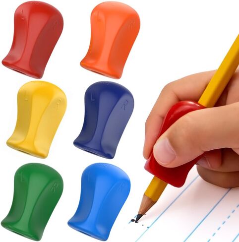 The Pencil Grip Original Pencil Grippers 6 Pcs, Improves Kids Handwriting, Ergonomic Pen Holder for Righties & Lefties, Ideal for Kids, Toddlers, Adults, Writing Tool with Finger Cushion in Kuwait