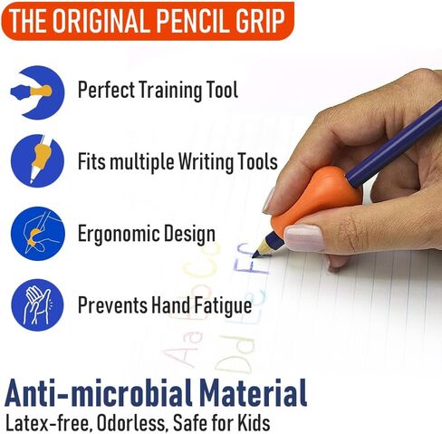 The Pencil Grip Original Pencil Grippers 6 Pcs, Improves Kids Handwriting, Ergonomic Pen Holder for Righties & Lefties, Ideal for Kids, Toddlers, Adults, Writing Tool with Finger Cushion in Kuwait