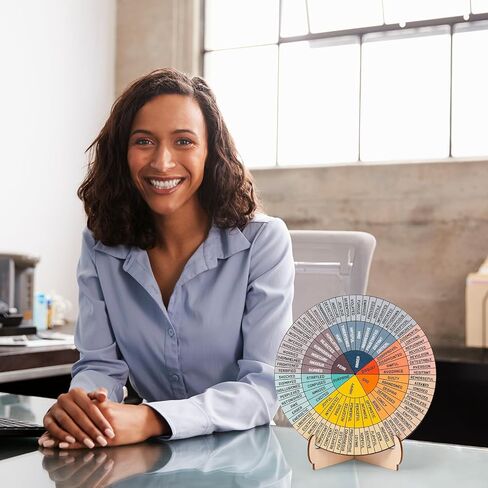 Feelings Wheel Therapy Office Desk Decor - Double Sided Mental Health Emotions Chart with Stand, Therapist Gifts for Home Office Women Man in Saudi Arabia