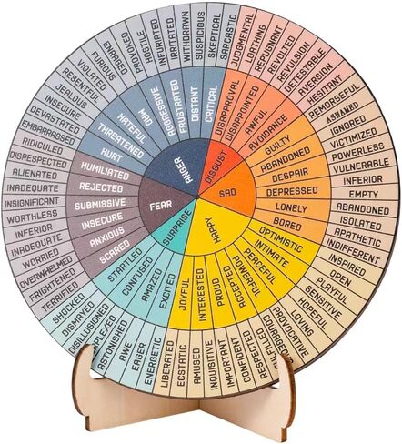 Feelings Wheel Therapy Office Desk Decor - Double Sided Mental Health Emotions Chart with Stand, Therapist Gifts for Home Office Women Man in Saudi Arabia