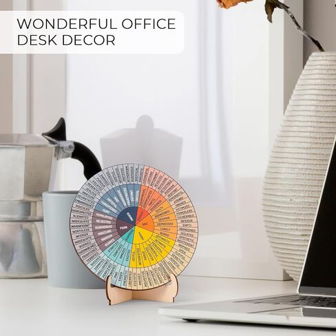 Feelings Wheel Therapy Office Desk Decor - Double Sided Mental Health Emotions Chart with Stand, Therapist Gifts for Home Office Women Man in Saudi Arabia