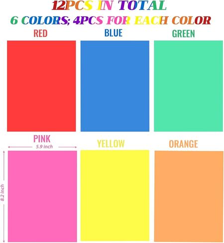 12 Pieces Colored Overlays Dyslexia Reading Strips, Dyslexia Tools for Kids, Dyslexia Reading Strips for Dyslexia Irlens, ADHD and Visual Stress (A5) in Saudi Arabia