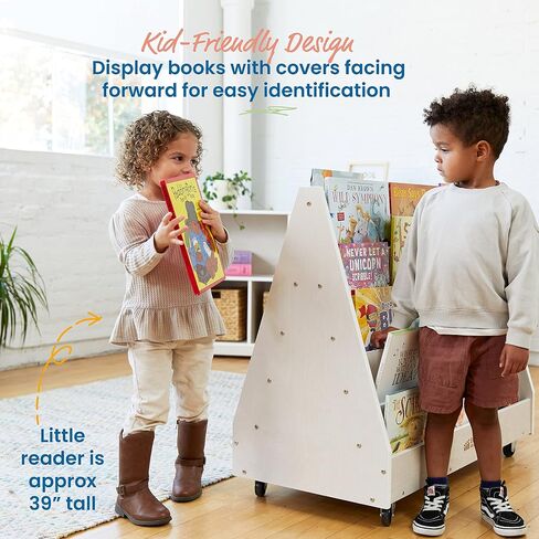 ECR4Kids Double-Sided Mobile Book Display, Classroom Bookshelf, White Wash in Kuwait
