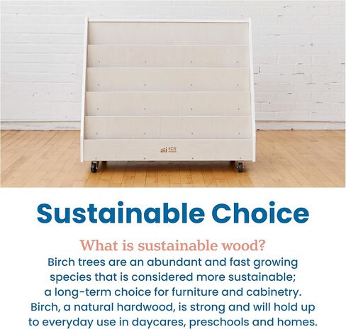 ECR4Kids Double-Sided Mobile Book Display, Classroom Bookshelf, White Wash in Kuwait