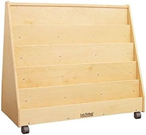 ECR4Kids Double-Sided Mobile Book Display, Classroom Bookshelf, White Wash in Kuwait