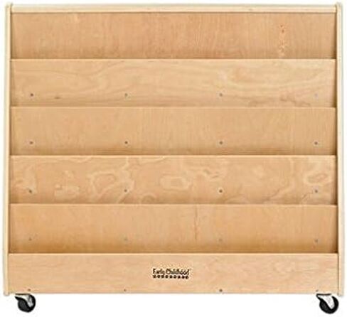 ECR4Kids Double-Sided Mobile Book Display, Classroom Bookshelf, White Wash in Kuwait