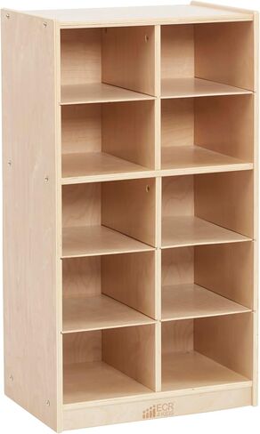 ECR4Kids 10 Cubby Mobile Tray Storage Cabinet, 5x2, Classroom Furniture, Natural in Saudi Arabia