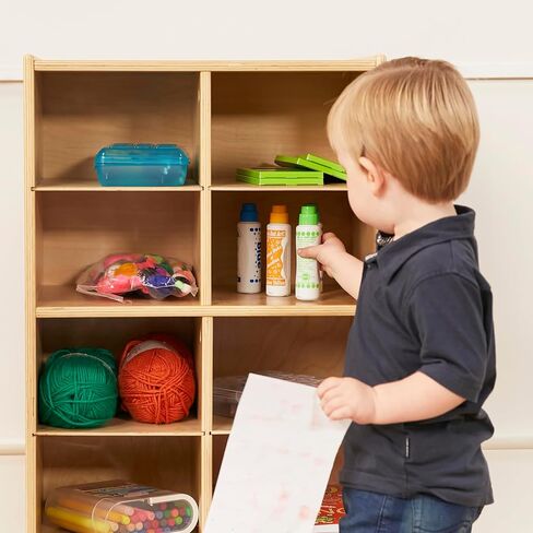 ECR4Kids 10 Cubby Mobile Tray Storage Cabinet, 5x2, Classroom Furniture, Natural in Saudi Arabia