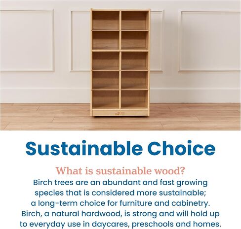 ECR4Kids 10 Cubby Mobile Tray Storage Cabinet, 5x2, Classroom Furniture, Natural in Saudi Arabia