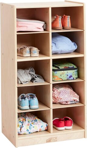ECR4Kids 10 Cubby Mobile Tray Storage Cabinet, 5x2, Classroom Furniture, Natural in Saudi Arabia