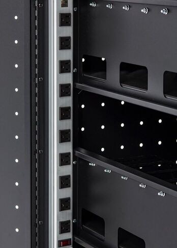 Pearington 20 Device Mobile Charging and Storage Cart for iPads, Chromebooks and Laptop Computers, Up To 17-Inch Screen Size, Surge Protection, Front & Back Access Locking Cabinet, Black in Saudi Arabia