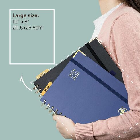 POPRUN Monthly Planner 2025-2026 Spiral Bound (6.25'' x 8.5'') 18 Months Calendar (Jul. 2025 - Dec. 2026) - 4 Pages per Month with Monthly Dotted Note Pages, Sunday Start, HardCover - Burgundy in Saudi Arabia