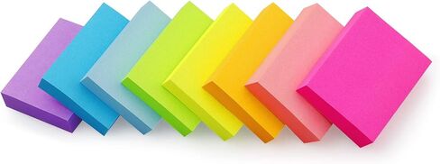 ملاحظات لزجة 1.5 × 2 بوصة ألوان زاهية وسادات ذات وسادة ذات وسادات 8 من وسادات/حزمة 100 ورقة/وسادة إجمالي 800 ورقة in Kuwait