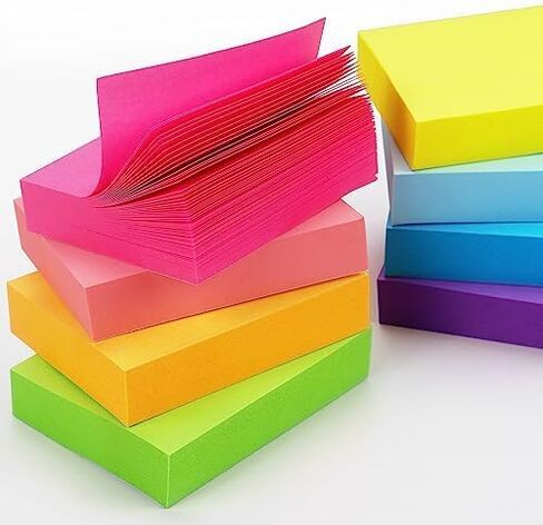 ملاحظات لزجة 1.5 × 2 بوصة ألوان زاهية وسادات ذات وسادة ذات وسادات 8 من وسادات/حزمة 100 ورقة/وسادة إجمالي 800 ورقة in Kuwait
