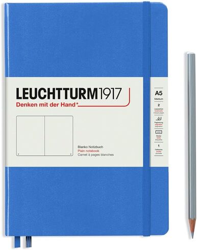 LEUCHTTURM1917 - Re:Combine Your Thoughts - Hardcover Notebook - 251 Numbered Pages (Plain Paper, Sky) in Kuwait