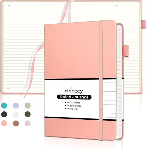 Annecy المبطنة دفتر دفتر مجلة ، جامع الكلية المرقمة المرقمة المجلة ، 5.5x 8.25 ، 160 صفحة 100GSM ورقة الكتابة ، رمادي الأخضر in Kuwait