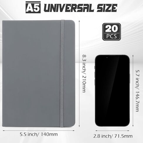 Honoson 6 Pack Lined Journal Notebooks A5 Hardcover Executive Notebook 5.5" x 8.3" PU Leather Wide Ruled Journals Bulk with Elastic Band for Home Business Office School Supplies (Black) in Kuwait