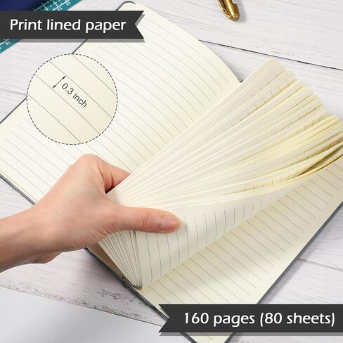 Honoson 6 Pack Lined Journal Notebooks A5 Hardcover Executive Notebook 5.5" x 8.3" PU Leather Wide Ruled Journals Bulk with Elastic Band for Home Business Office School Supplies (Black) in Kuwait