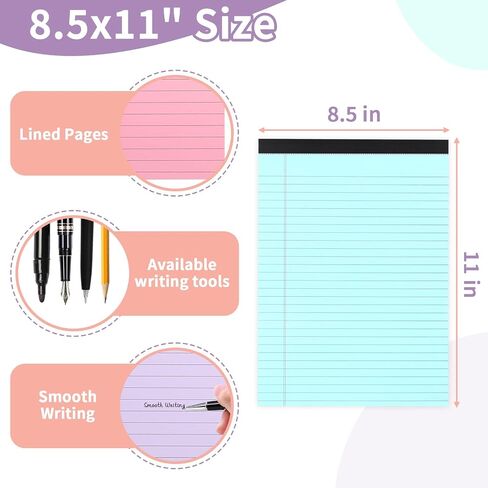 3 Pack Legal Pads Refills Note Pads, Writing Pads 8.5 x 11 Inches, Memo Pads Lined Writing Note Pads, Letter Size Legal Pad Wide Ruled Lined Pads Legal Rule for School Office（30 Sheet per Pads） in Kuwait